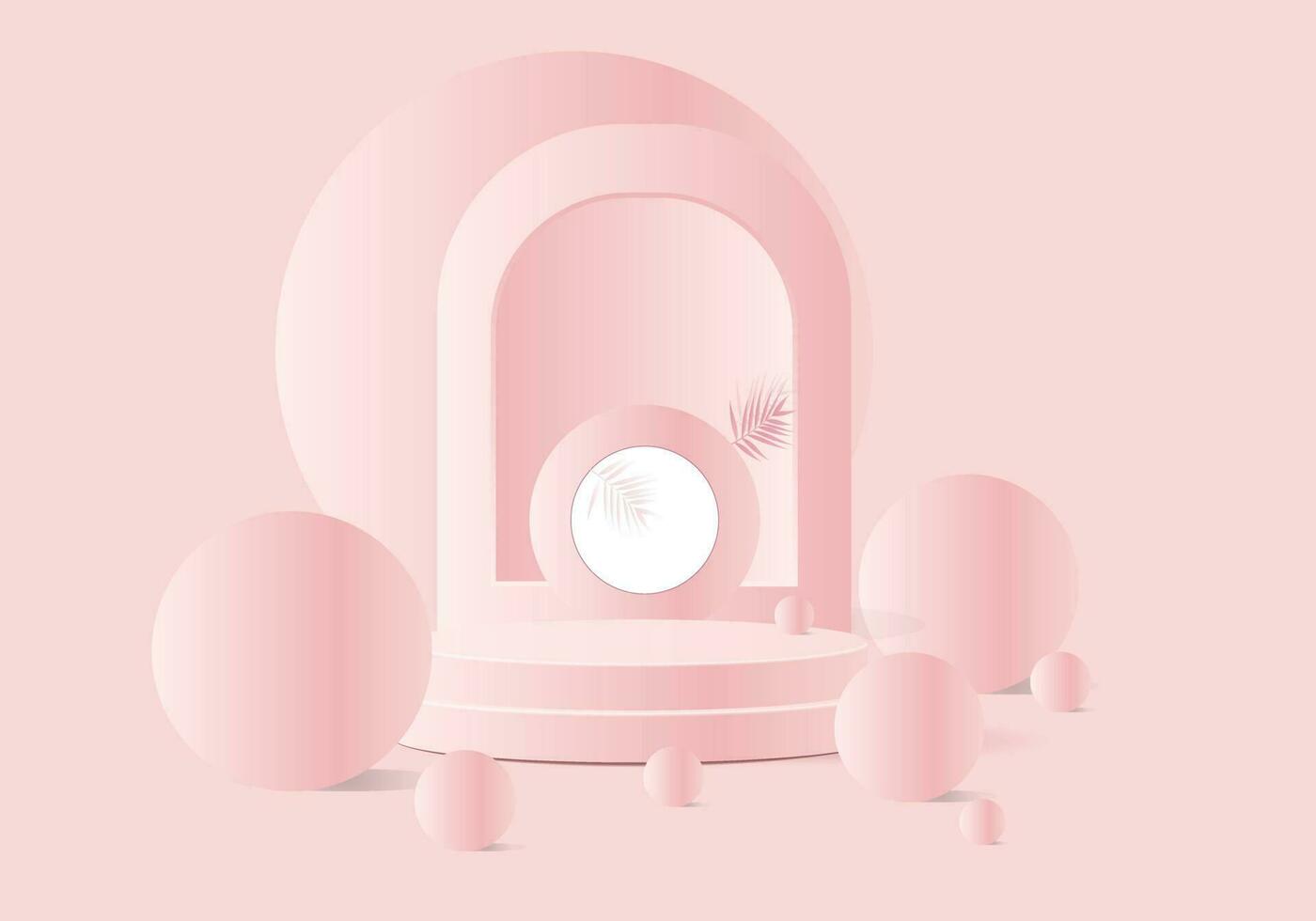 Minimal Pink 3D Podium with Geometric Shapes for Product Display vector