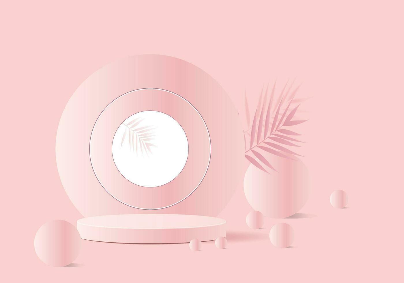 Minimal Pink 3D Podium with Geometric Shapes for Product Display vector