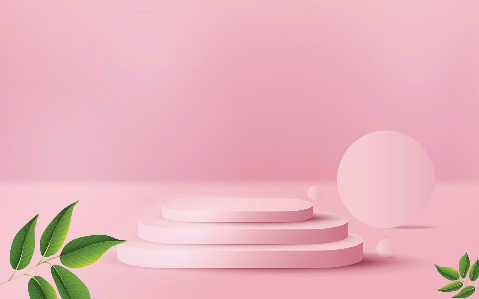Contemporary Minimalist Arrangement with Leaves and a Podium vector