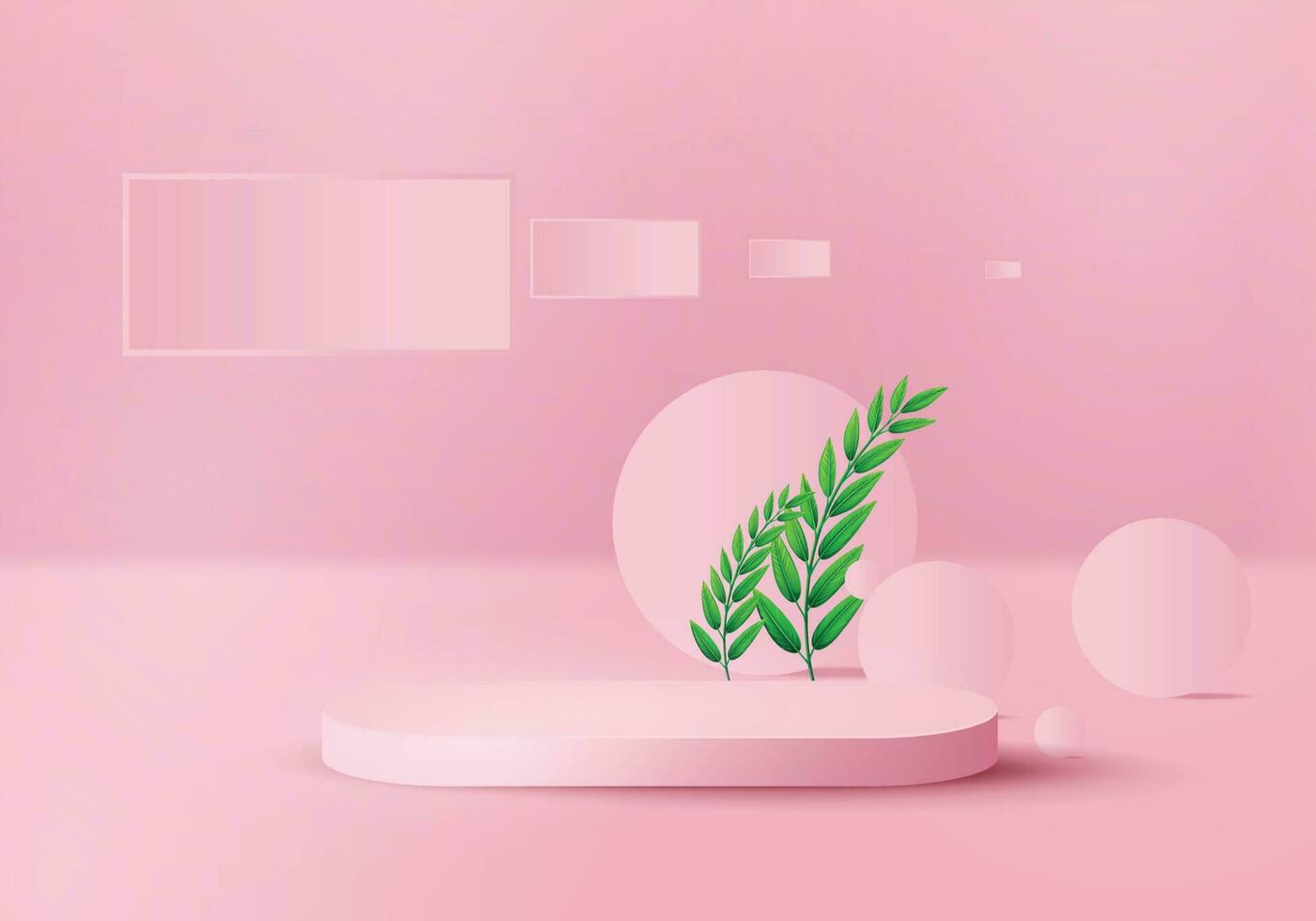 Contemporary Minimalist Arrangement with Leaves and a Podium vector