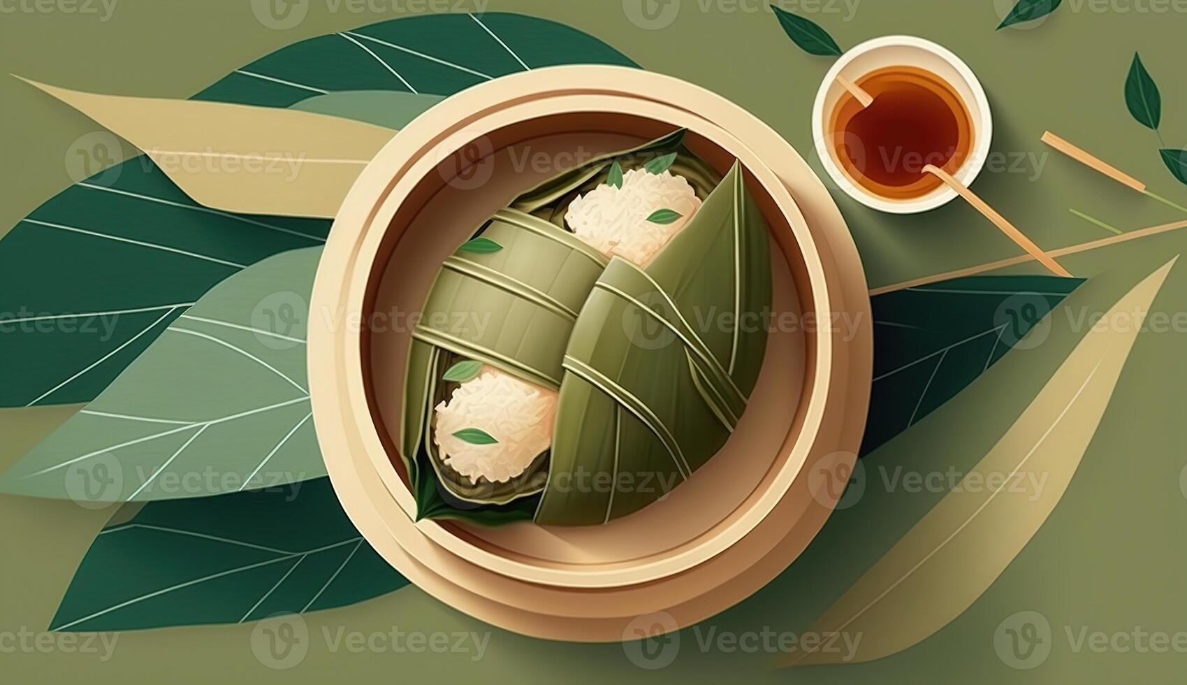 Zongzi Rice dumpling for Chinese traditional Dragon Boat Festival Duanwu Festival. . photo