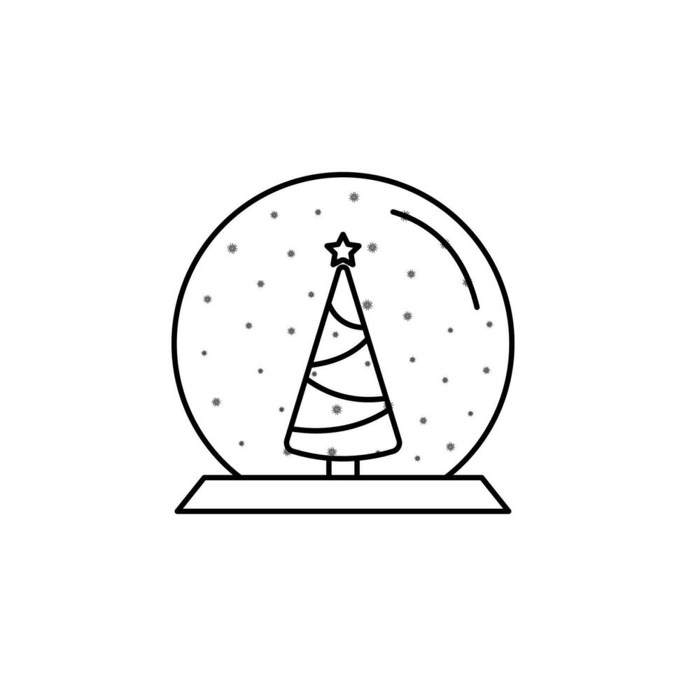 snow globe ball new year chrismas line vector icon illustration