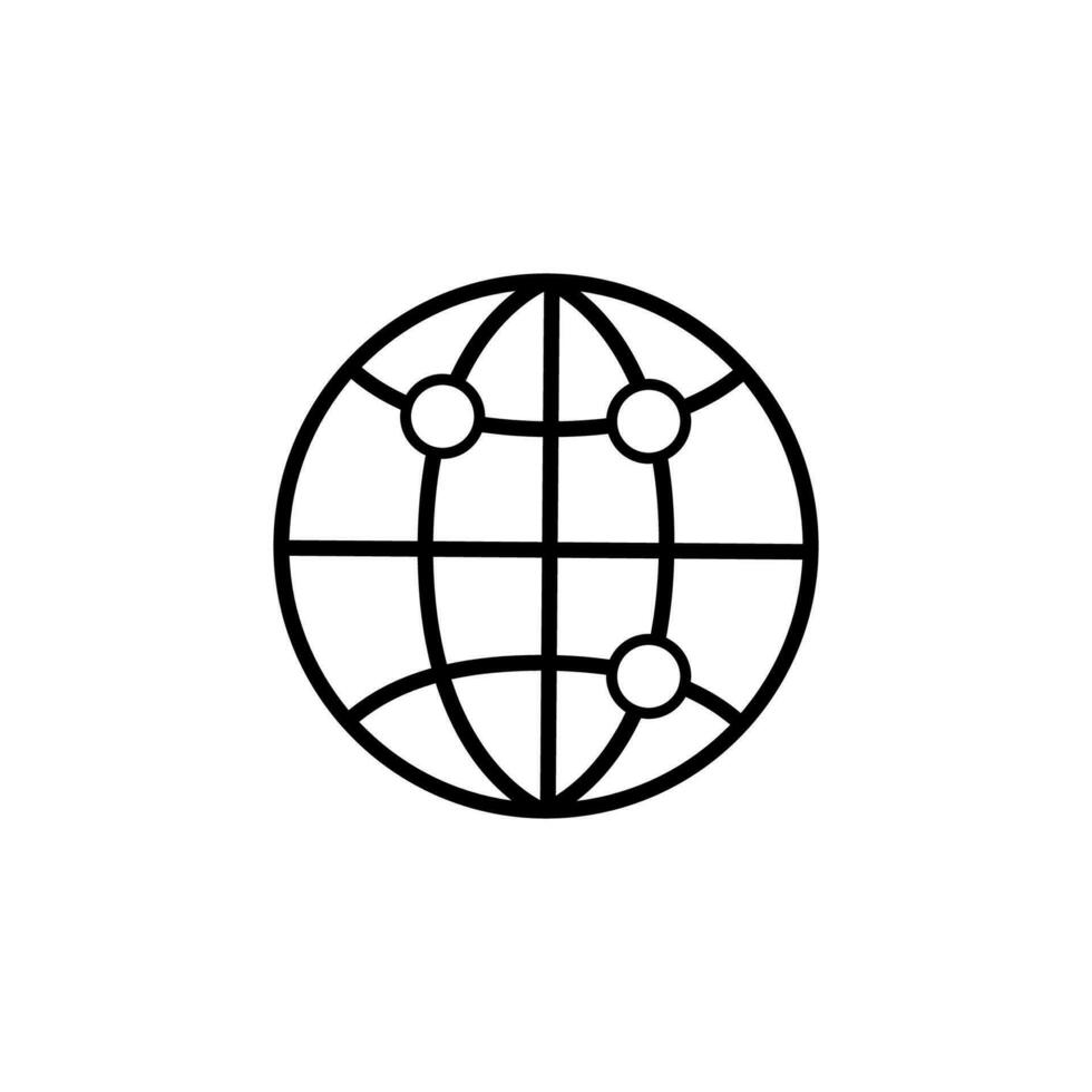 points on the globe outline vector icon illustration