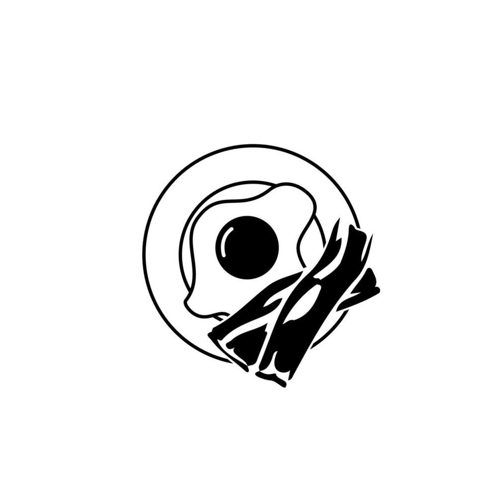 fried eggs and bacon vector icon illustration