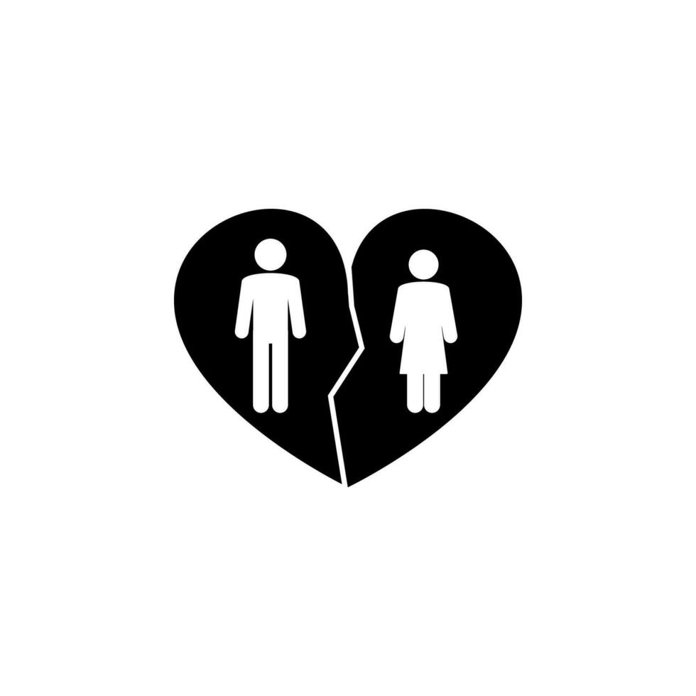 broken heart couple vector icon illustration