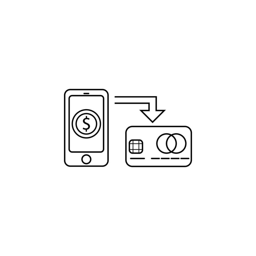 móvil teléfono, banco tarjeta vector icono ilustración