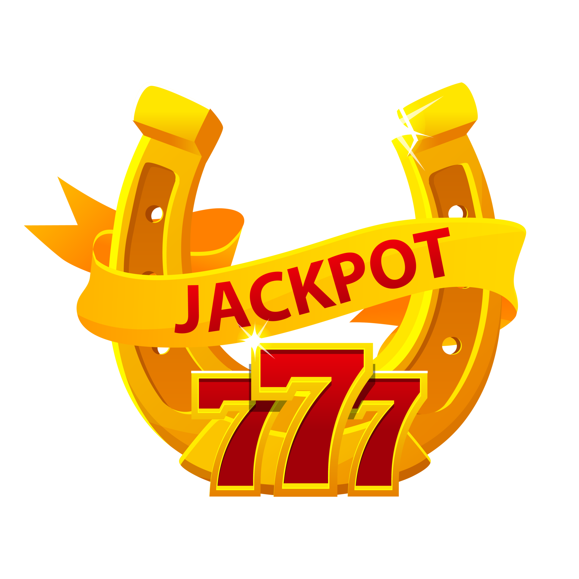 Jackpot symbol. 777 and Golden horseshoe for Game. 23249888 PNG