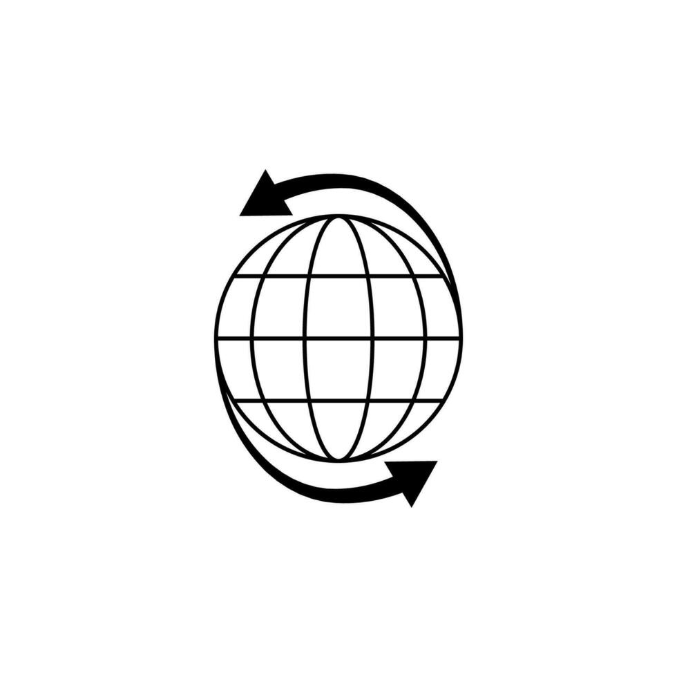 dos flechas en el circulo de el tierra contorno vector icono ilustración