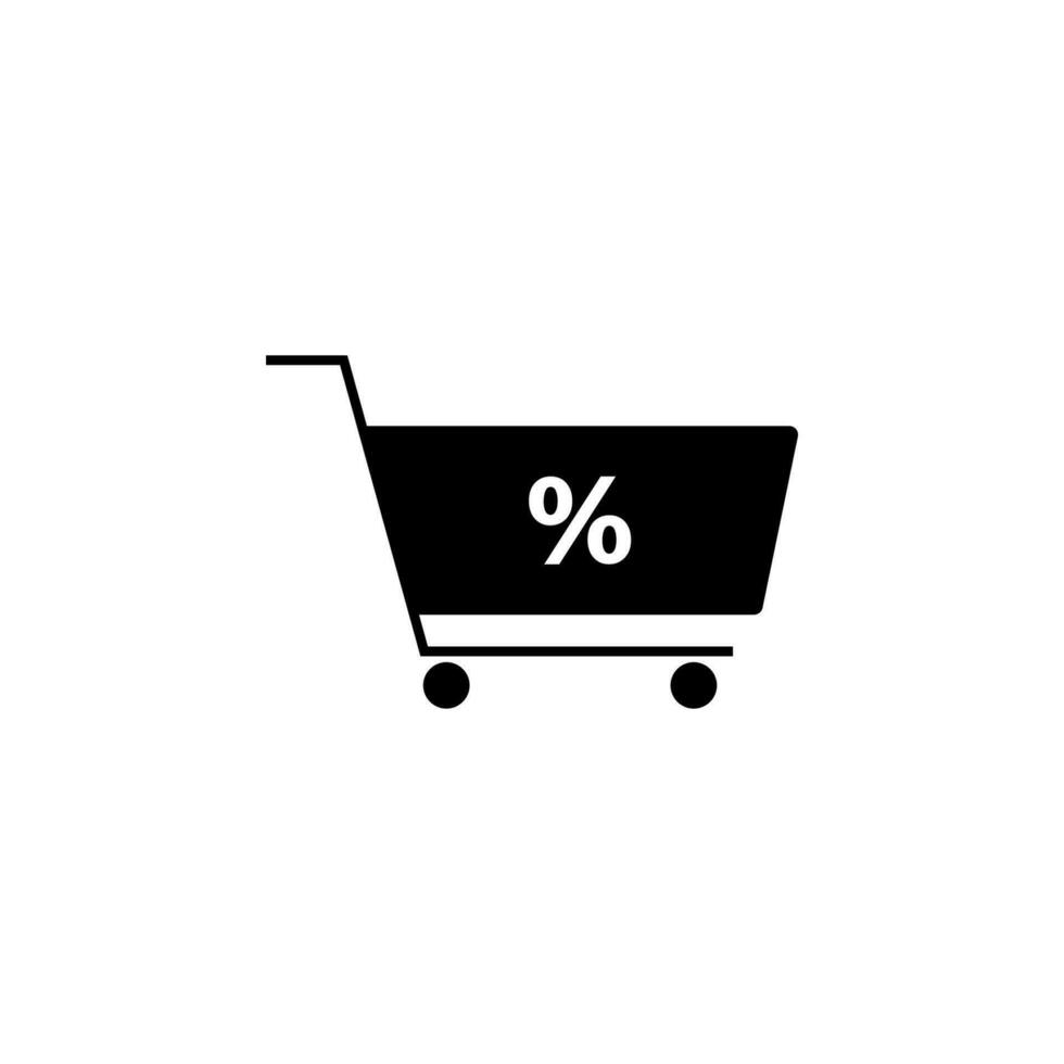 Store trolley, percent sign vector icon illustration