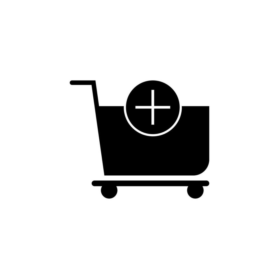 Store trolley, plus sign vector icon illustration