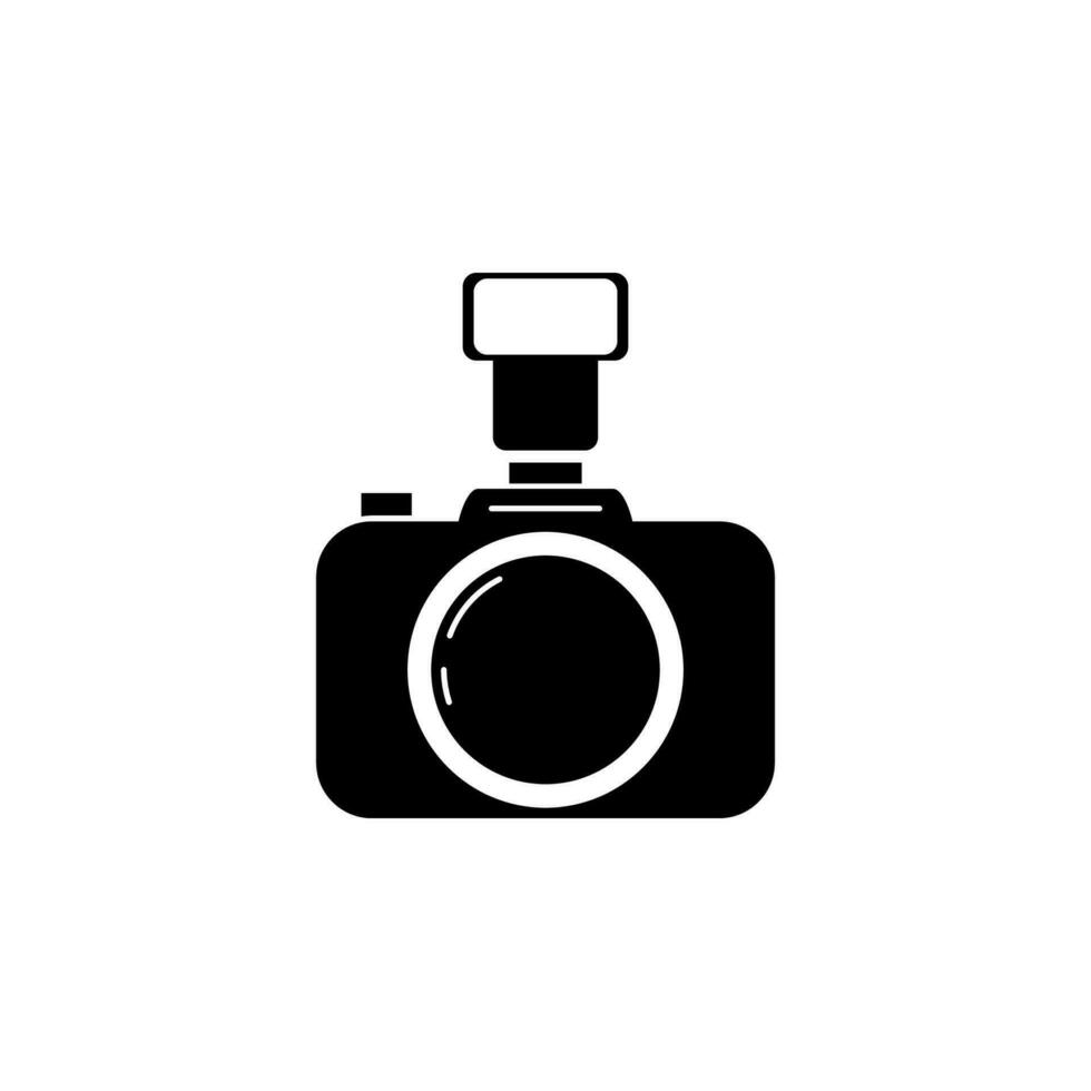 camera with flash vector icon illustration