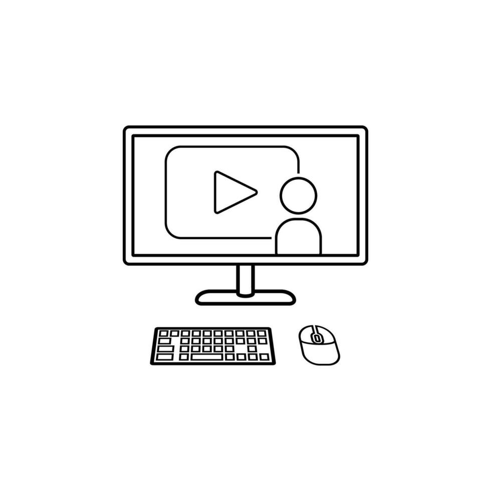 online training on the computer screen vector icon illustration