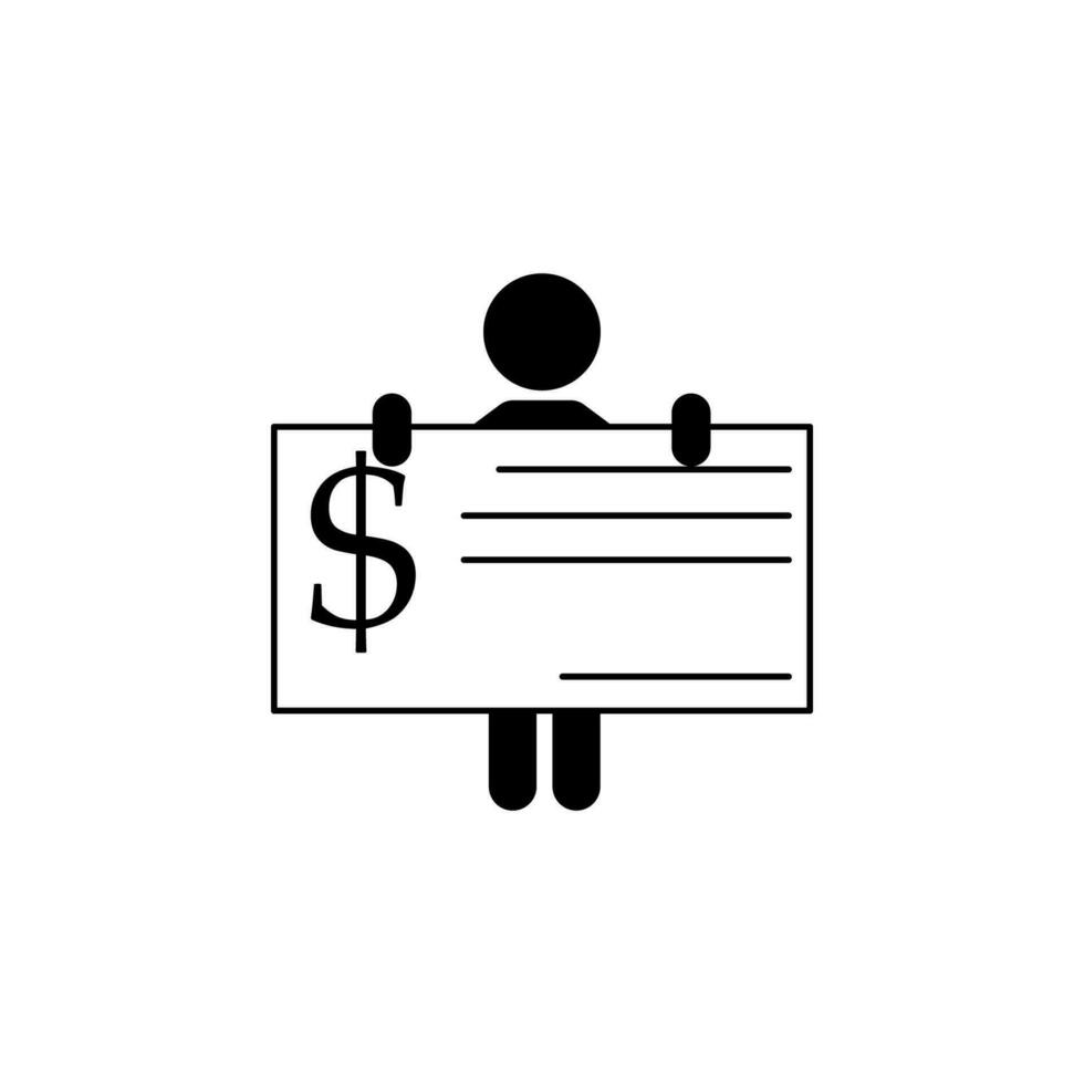 people holding large winner check vector icon illustration