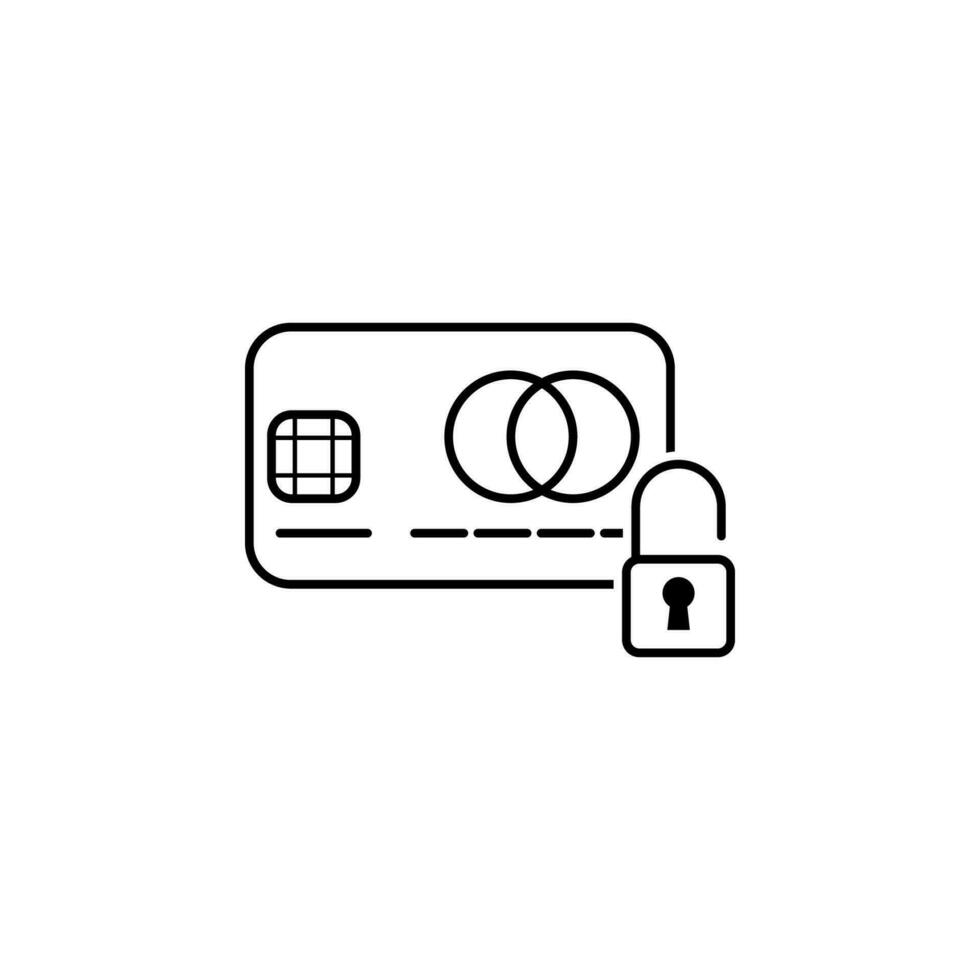 bank card, lock vector icon illustration