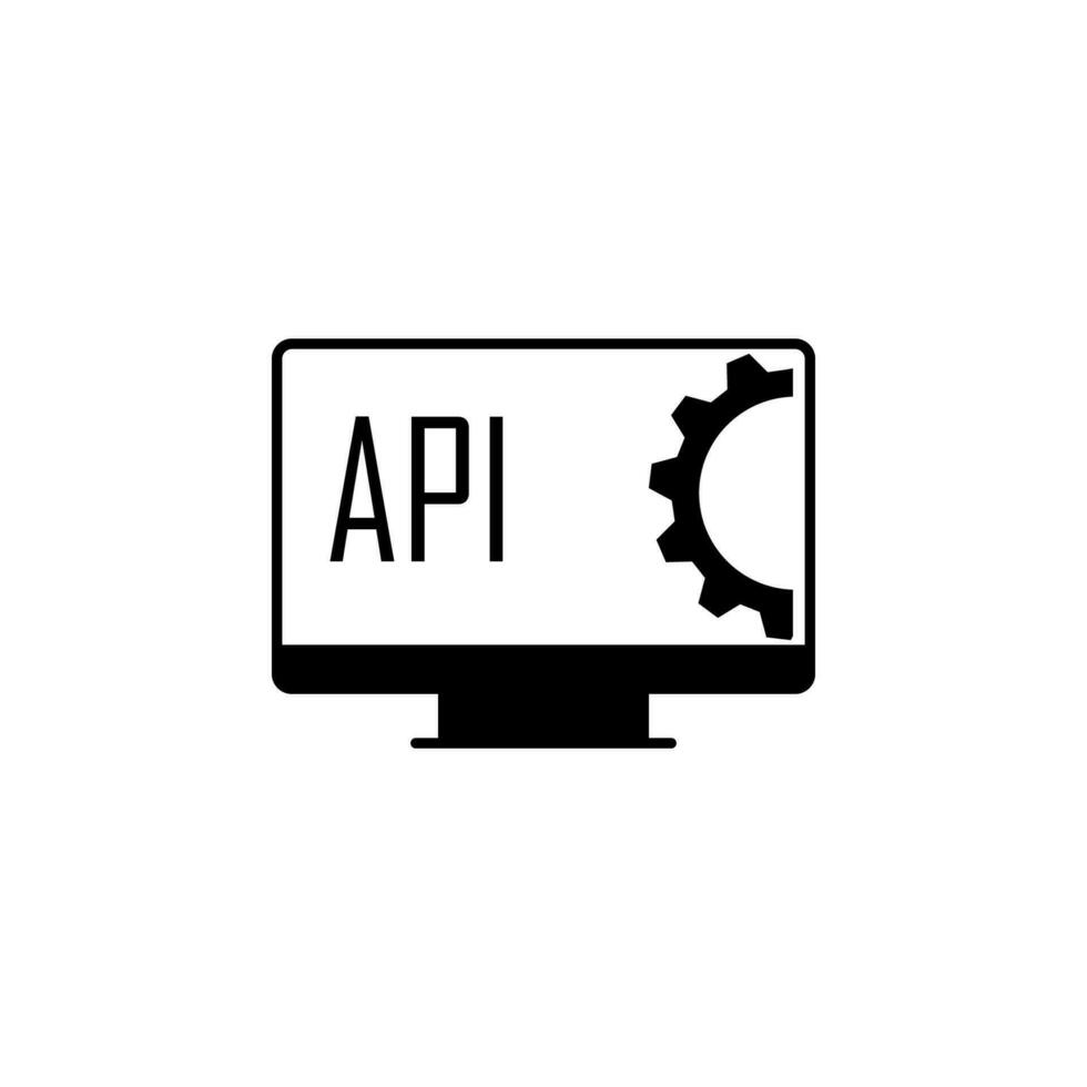 monitor, gear, Api vector icon illustration