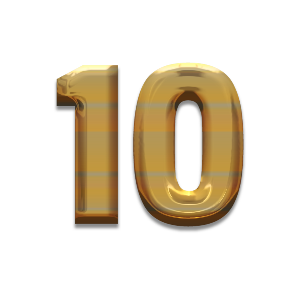 Gold number 10 luxury png