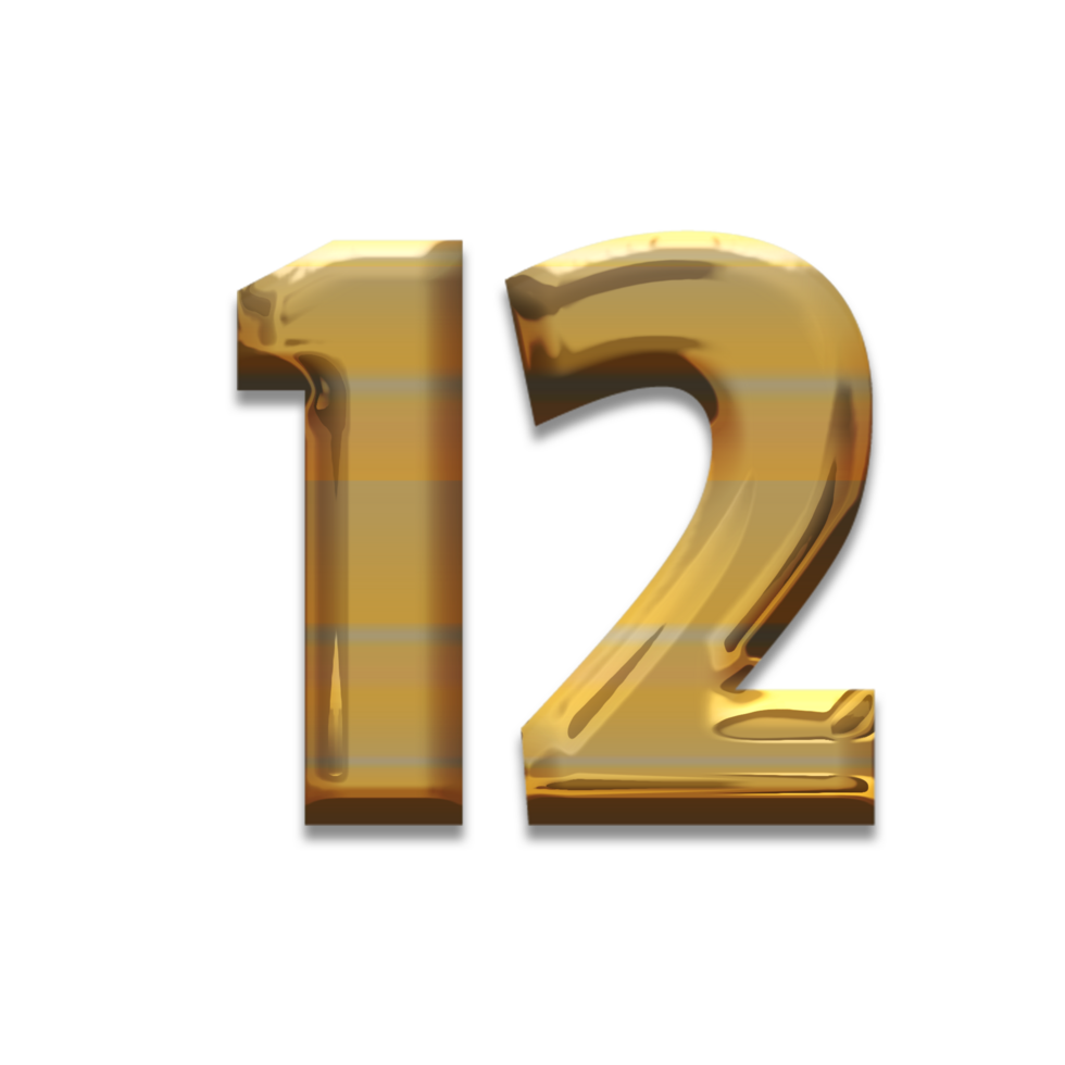 Gold number 12 luxury png