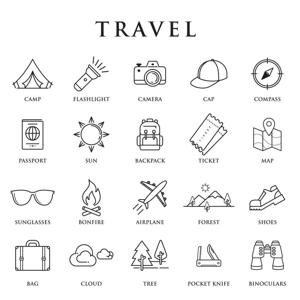 vector travel icon camping black