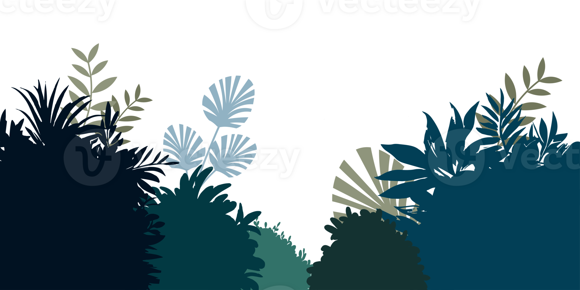 Tropical bush. Tropical leaf isolated on transparent background. png