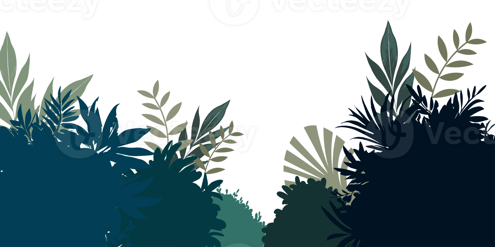 Tropical bush. Tropical leaf isolated on transparent background. png
