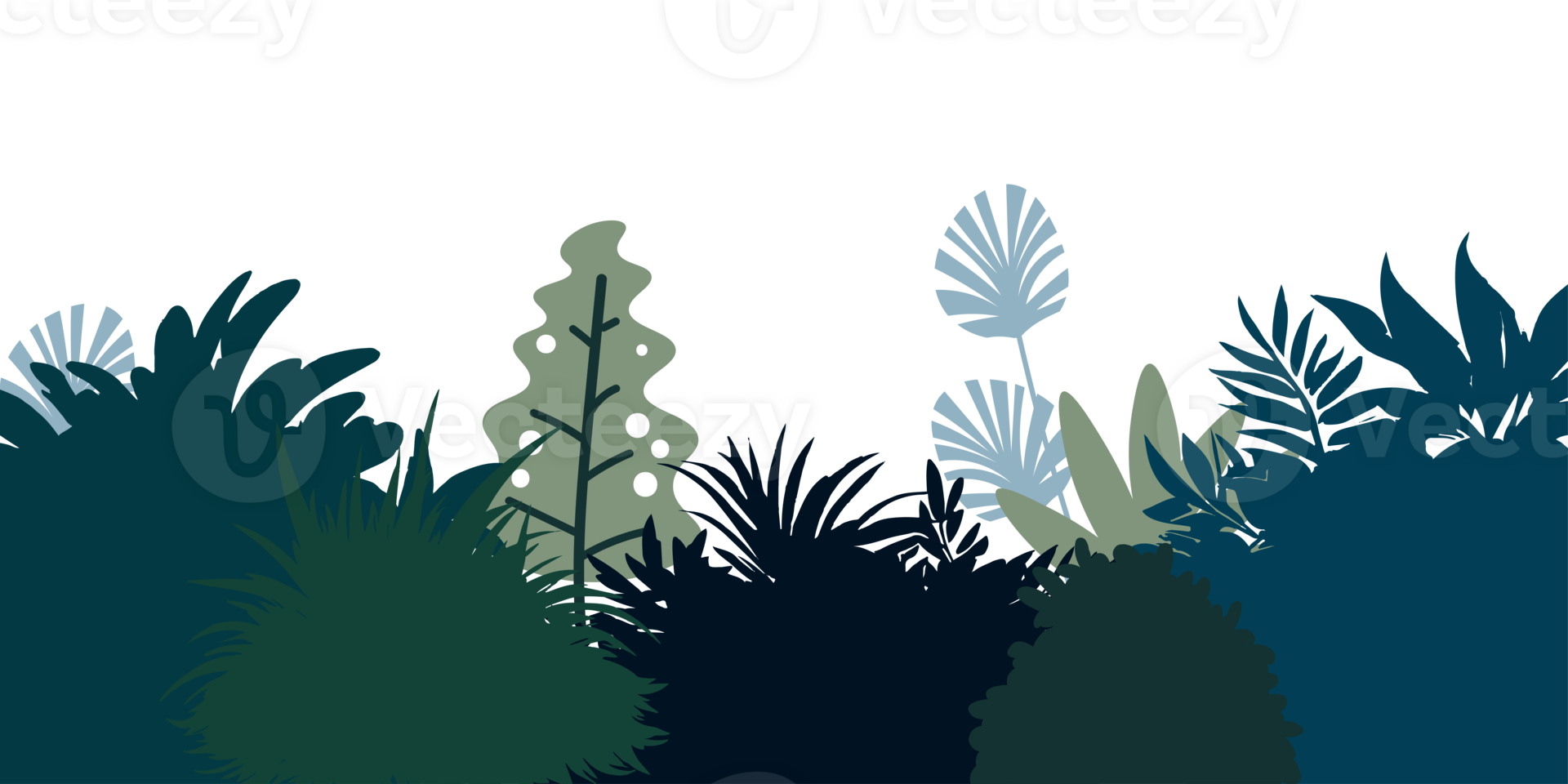 Tropical bush. Tropical leaf isolated on transparent background. png