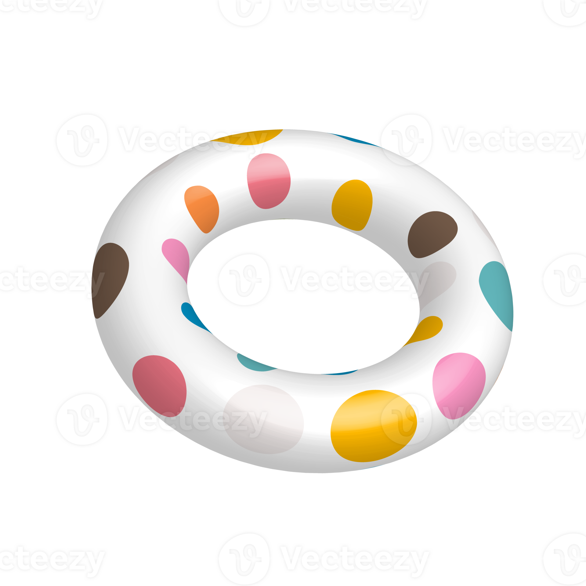 Colorful inflatable swim ring on transparent background, Rubber