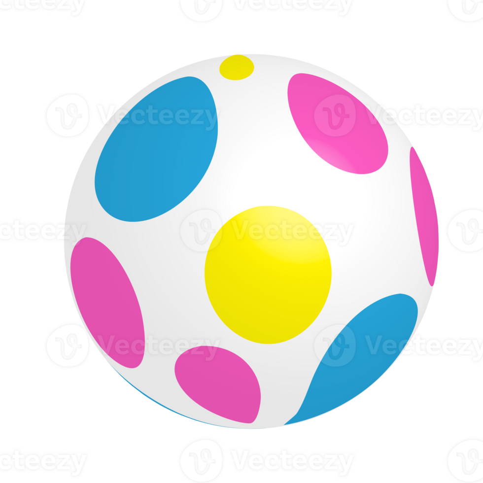 Colorful beach plastic ball on transparent background png