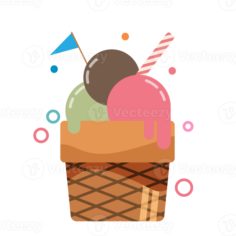 Sweet pastel ice cream isolated on transparent background png