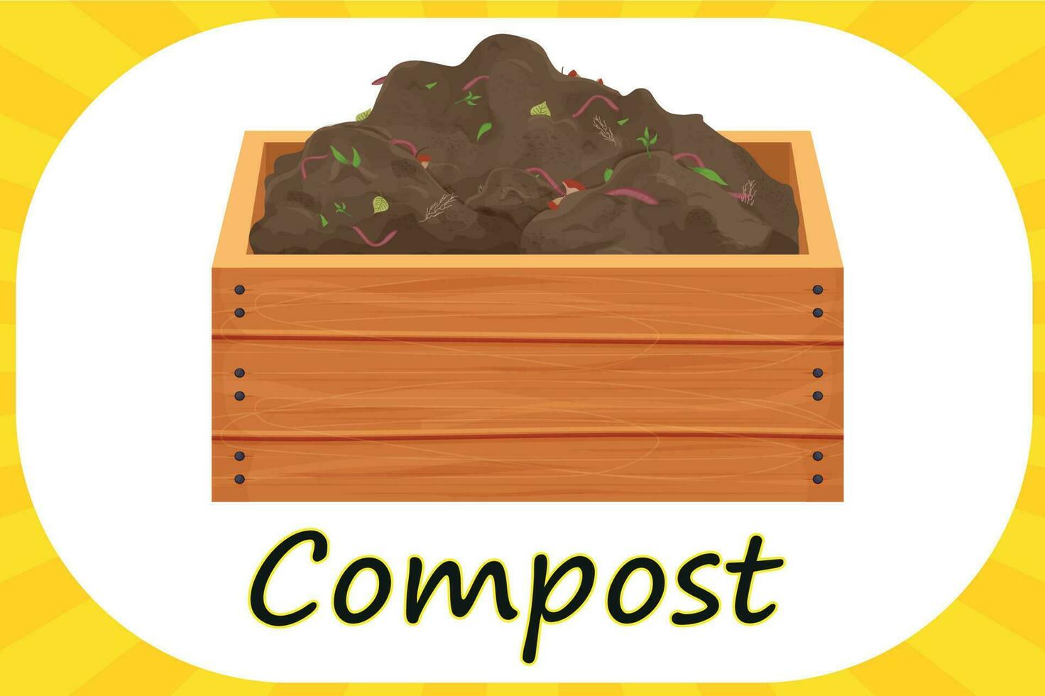 Flash Cards For Earth Day Pollution, Garbage, Litter, Compost, Seedling vector