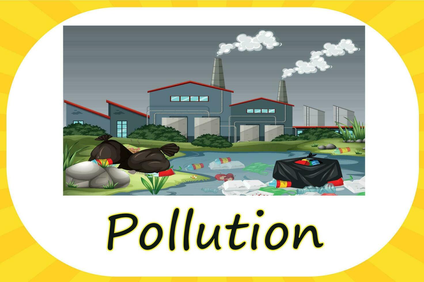 Flash Cards For Earth Day Pollution, Garbage, Litter, Compost, Seedling vector