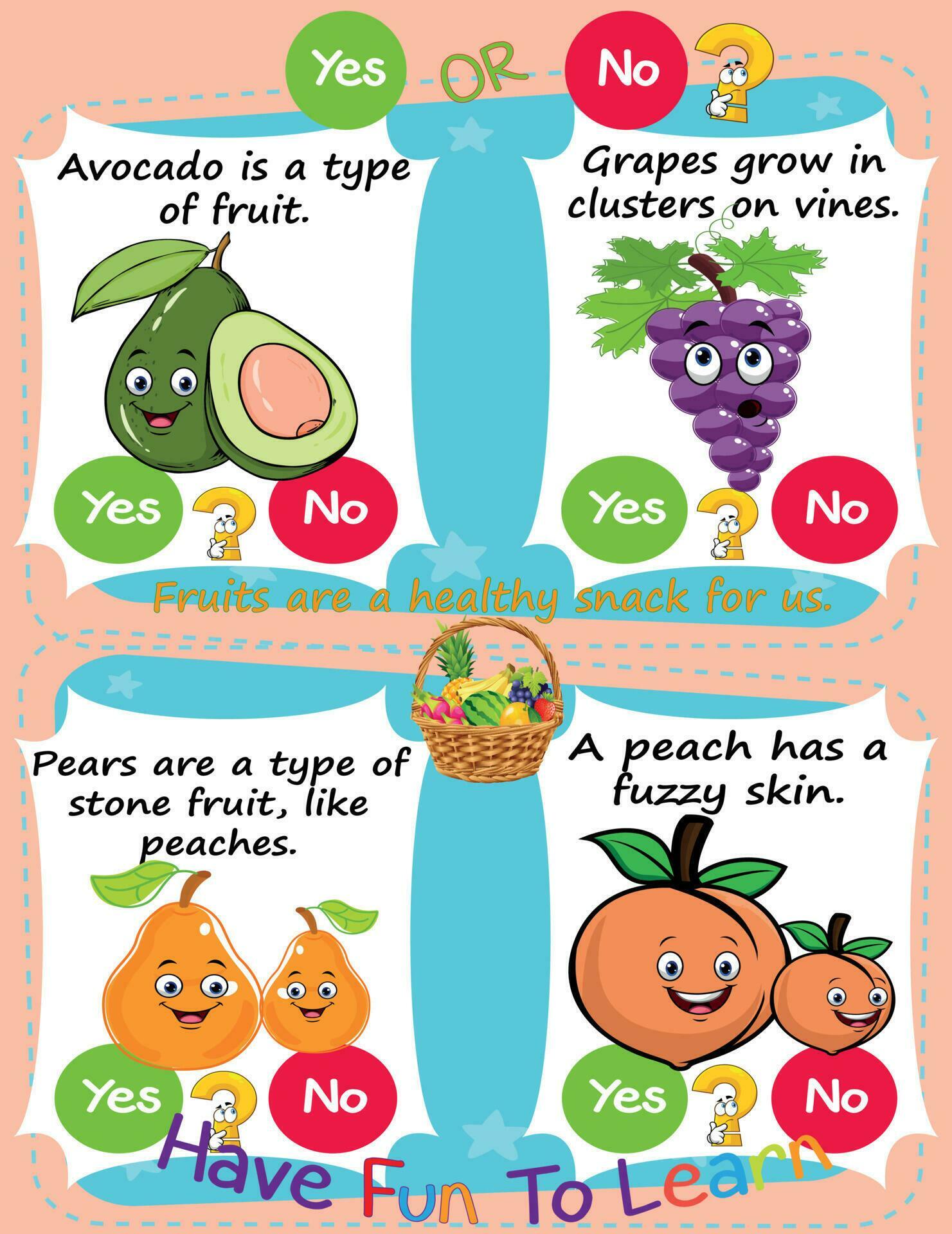 Worksheet for Logic Kids Task and Answer Questions Fruits and Healthy