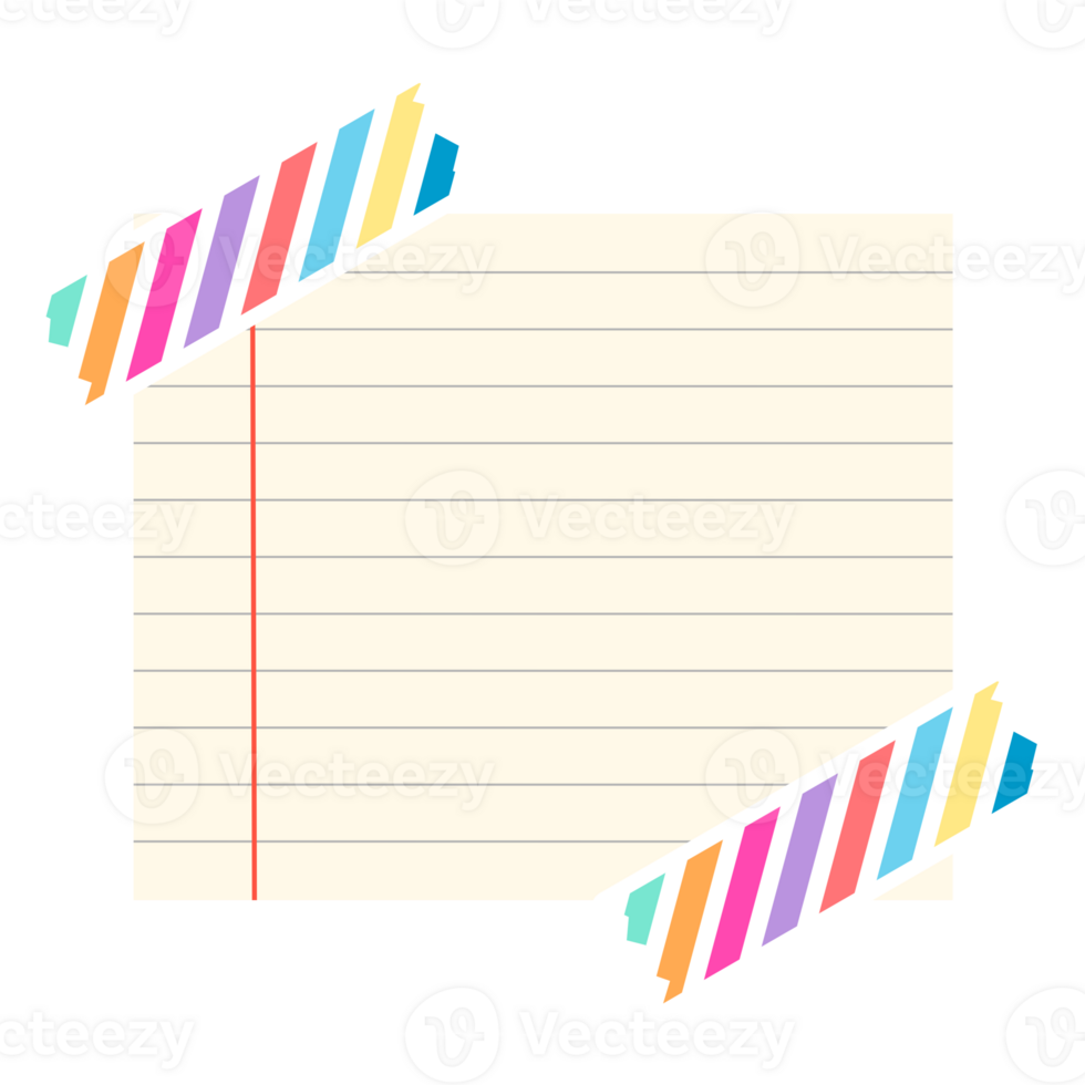 Reading Paper and Colorful Sticky Tape png