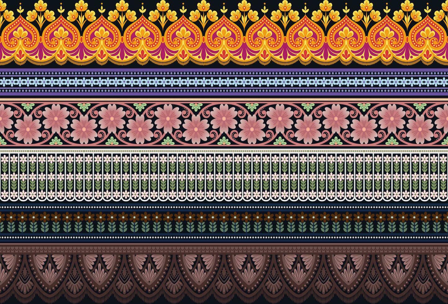 Set 5 Botanical floral Seamless. Background Seamless Pattern Geometric Ethnic pattern design for background, carpet, wallpaper, clothing, wrapping, Batik, fabric, printing textile illustration. vector
