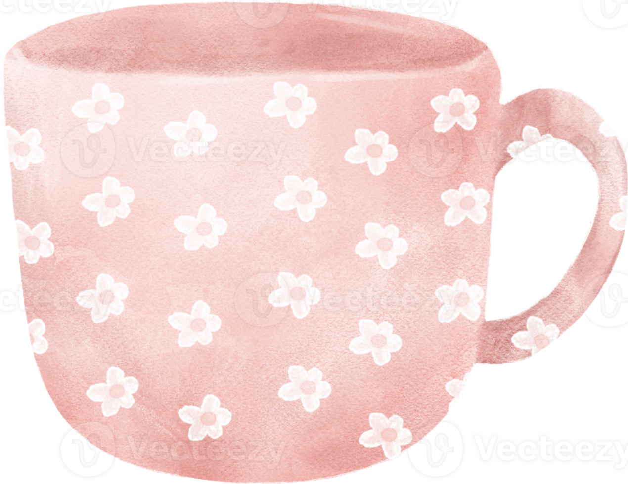 cute sweet floral coffee mug tea cup watercolour hand painting png