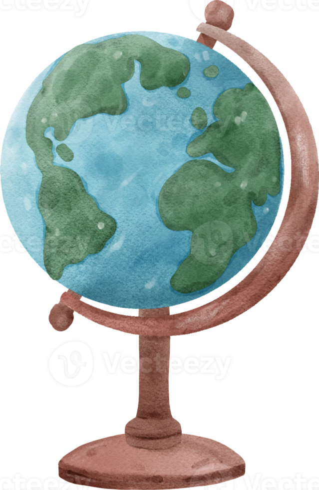 watercolor globe earth back to school hand painting png