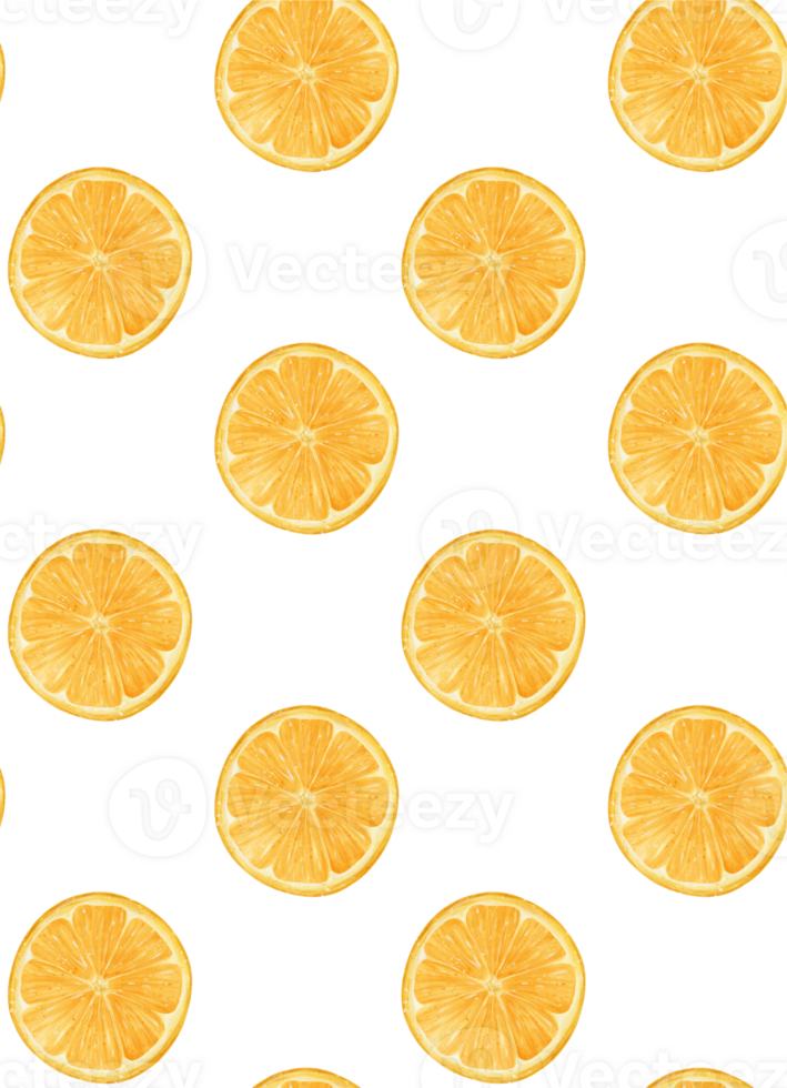 Watercolor fresh orange fruit pattern seamless background hand drawing painted illustration png