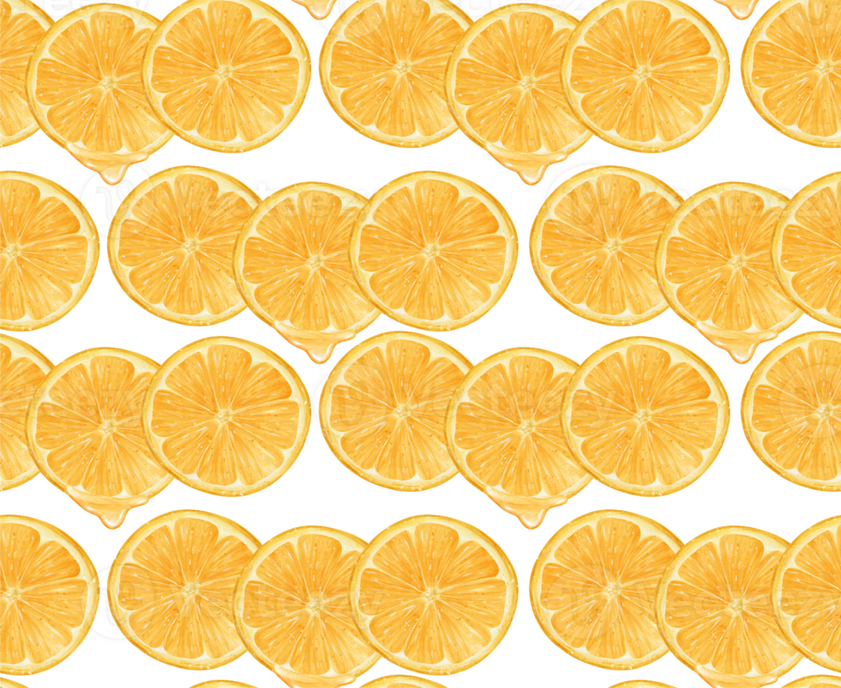 Watercolor fresh orange fruit pattern seamless background hand drawing painted illustration png