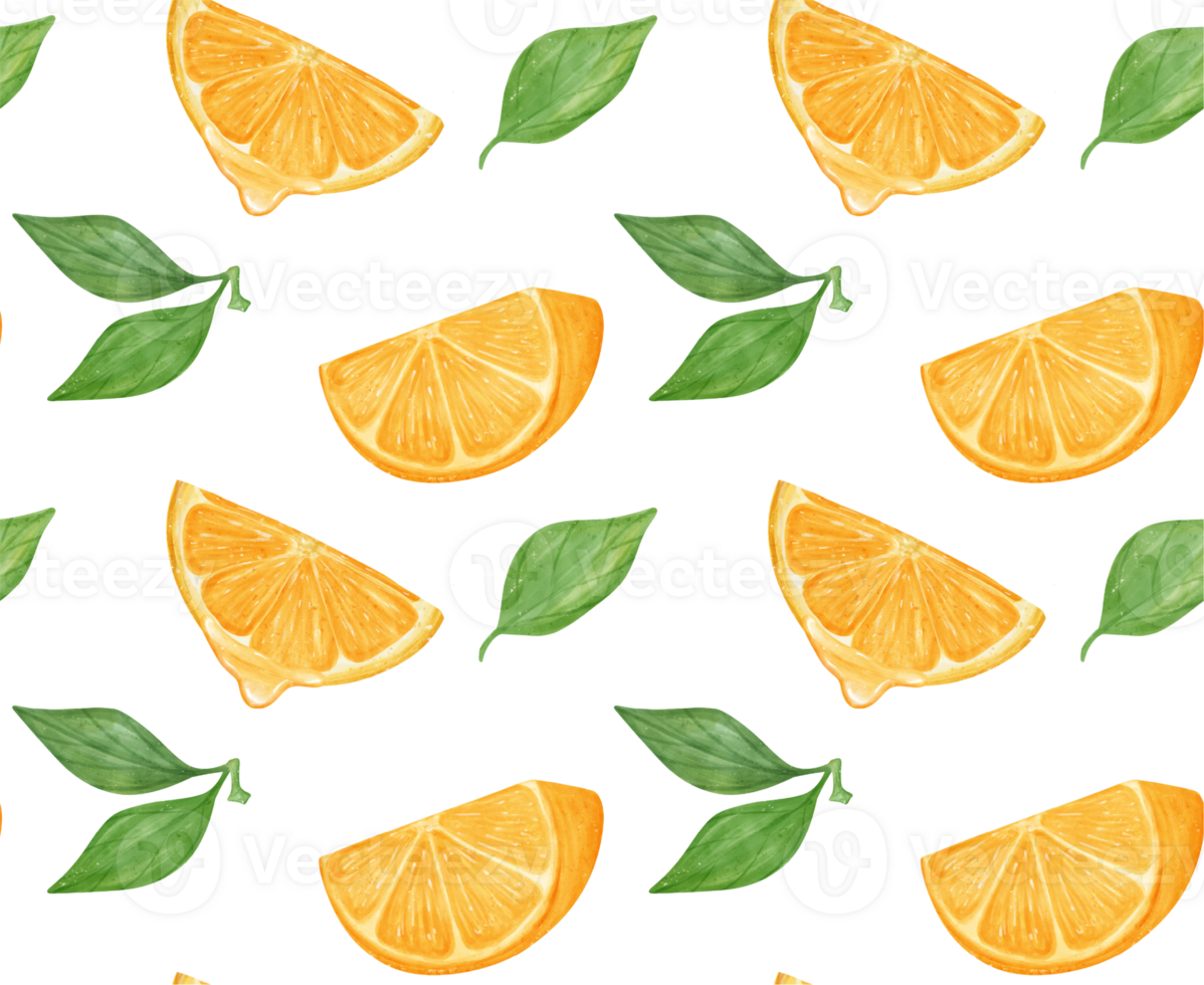 waterverf vers oranje fruit patroon naadloos achtergrond hand- tekening geschilderd illustratie png