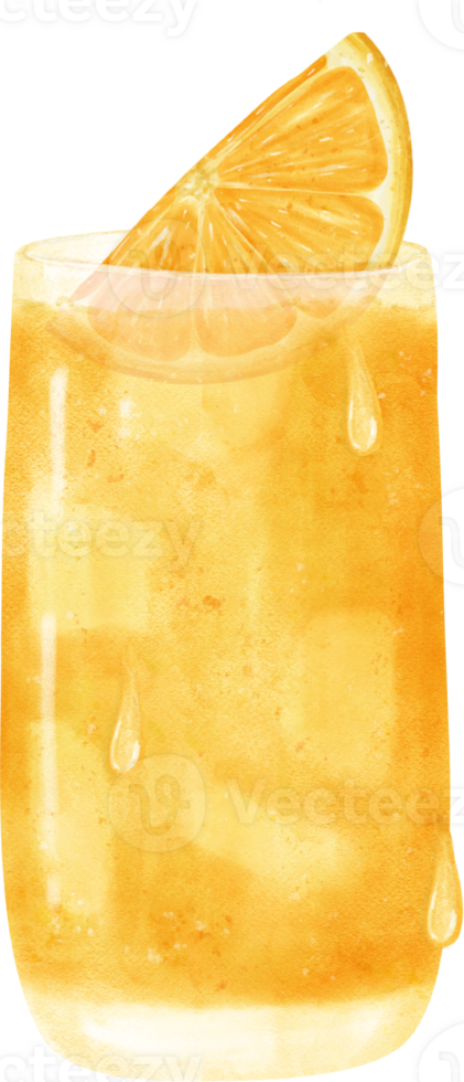 Watercolour a glass of orange juice hand painted illustration png