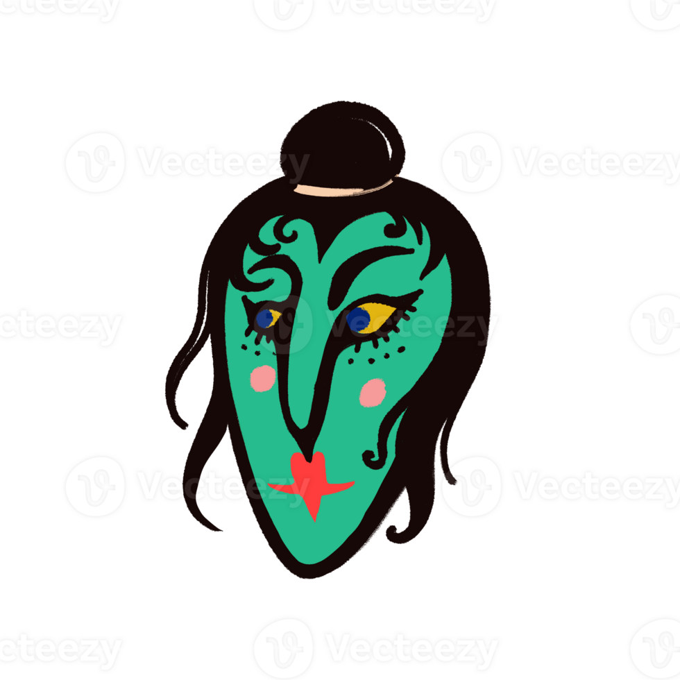 character with a female demon with a green face png