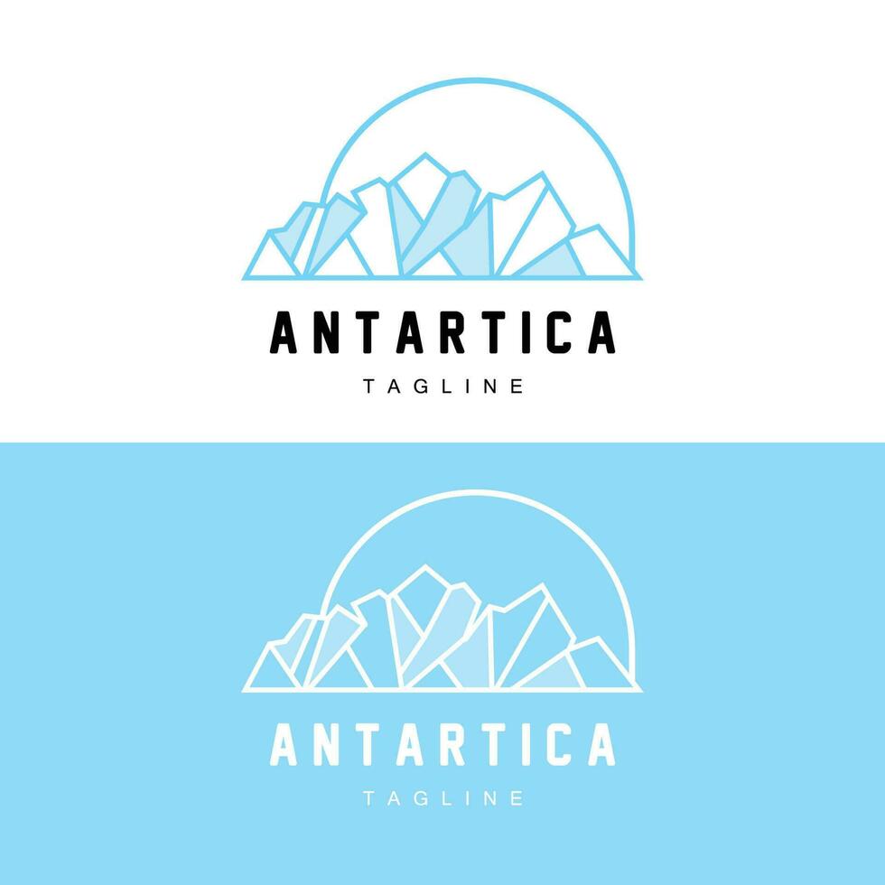 montaña logo, antártico iceberg logo diseño, naturaleza paisaje vector, producto marca ilustración icono vector