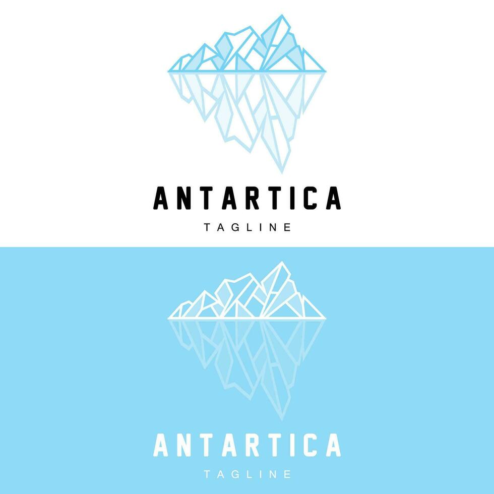 montaña logo, antártico iceberg logo diseño, naturaleza paisaje vector, producto marca ilustración icono vector