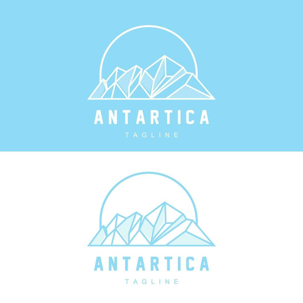 montaña logo, antártico iceberg logo diseño, naturaleza paisaje vector, producto marca ilustración icono vector