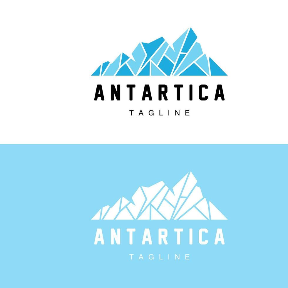 montaña logo, antártico iceberg logo diseño, naturaleza paisaje vector, producto marca ilustración icono vector