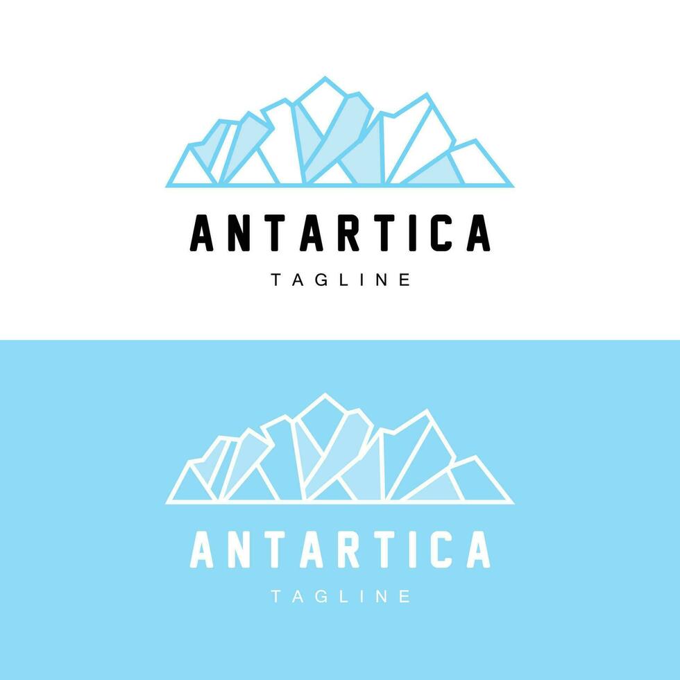 montaña logo, antártico iceberg logo diseño, naturaleza paisaje vector, producto marca ilustración icono vector