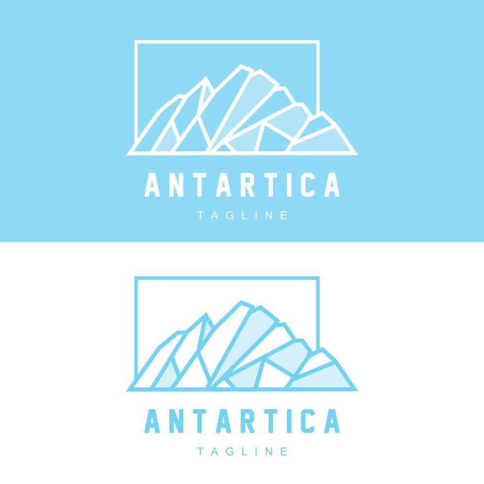 montaña logo, antártico iceberg logo diseño, naturaleza paisaje vector, producto marca ilustración icono vector