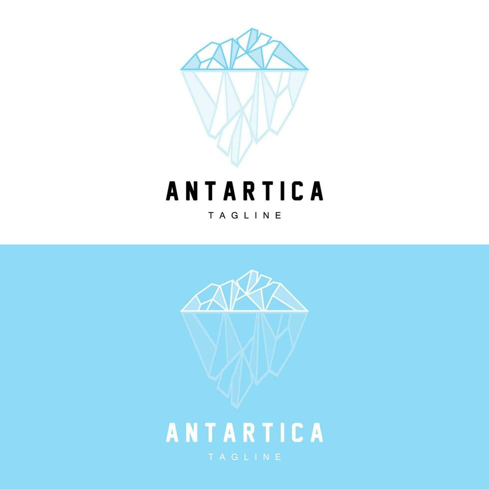 montaña logo, antártico iceberg logo diseño, naturaleza paisaje vector, producto marca ilustración icono vector