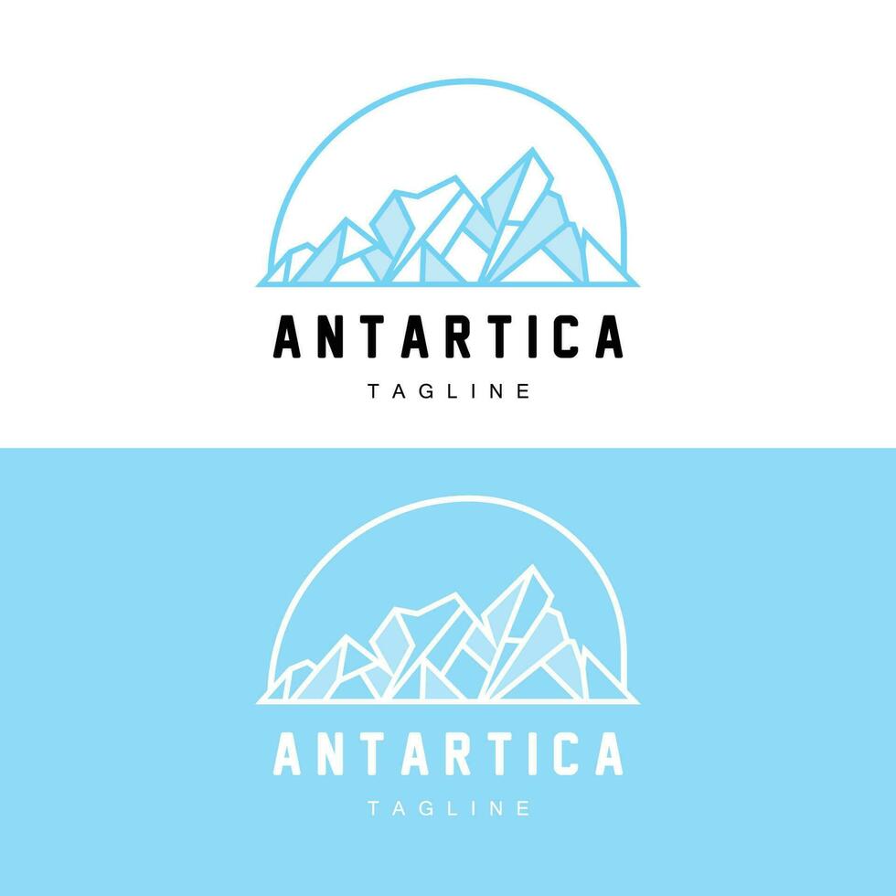 montaña logo, antártico iceberg logo diseño, naturaleza paisaje vector, producto marca ilustración icono vector