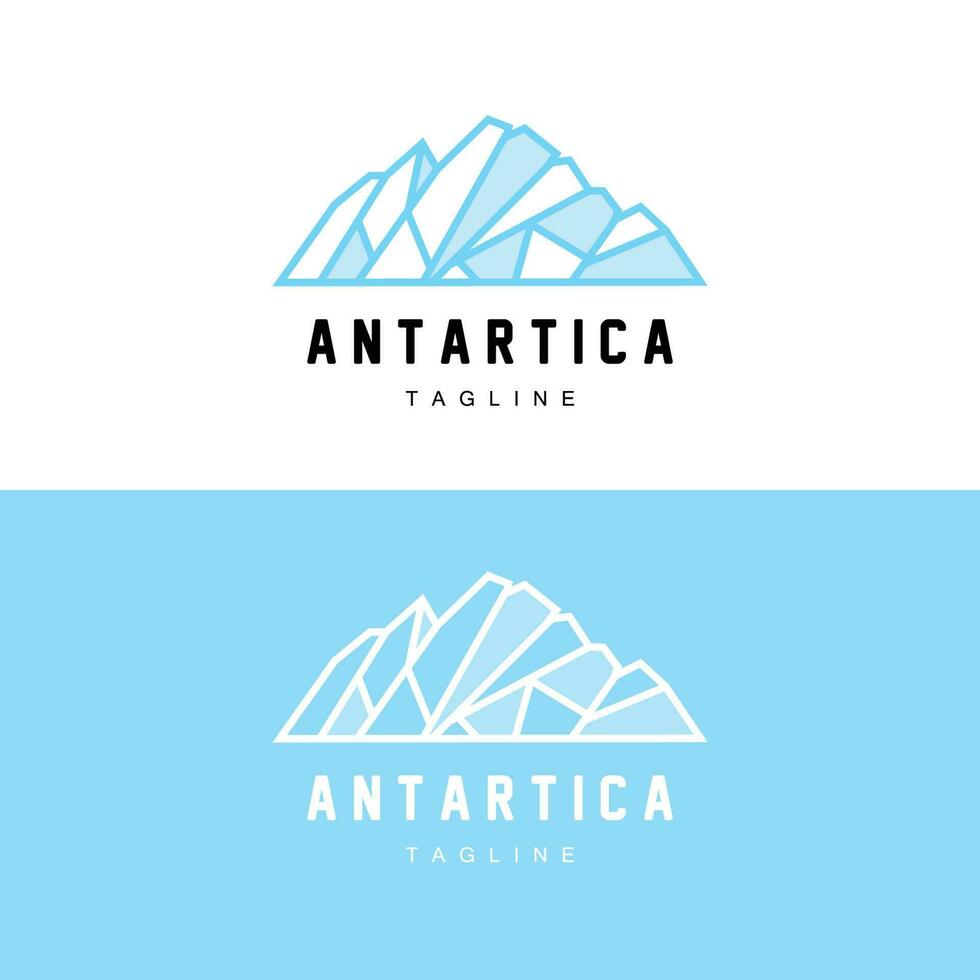 montaña logo, antártico iceberg logo diseño, naturaleza paisaje vector, producto marca ilustración icono vector