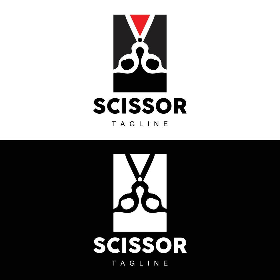 Scissors Logo, Cutting Tools Vector, Barbershop Razor Scissors Simple Design, Illustration Template Icon vector